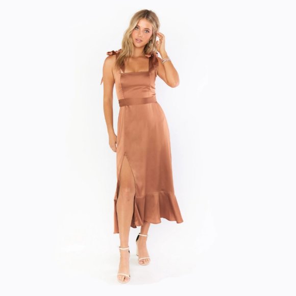 Show Me Your Mumu Claire Midi Dress in Copper - Picture 1 of 6